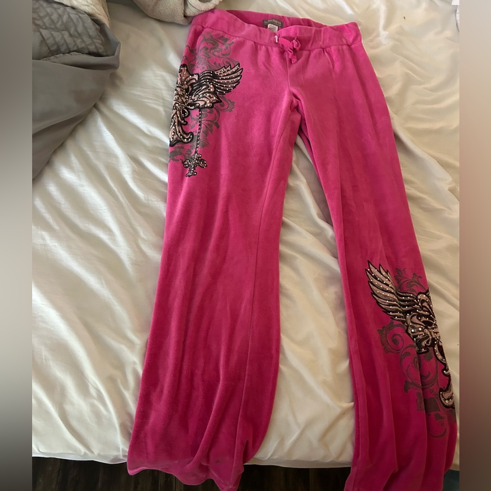 Pink Embellished Women's Hoodie and Pants Set - Picture 3 of 4